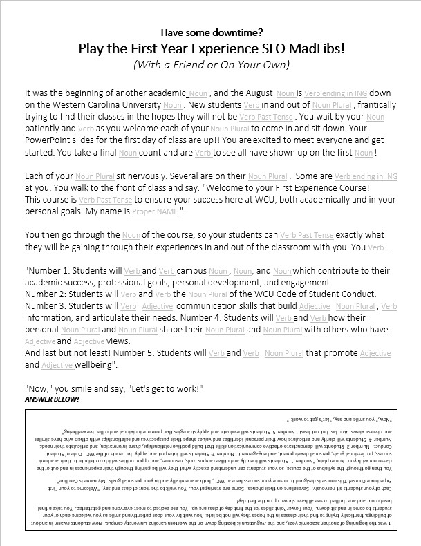 Activity FYE Madlibs Screenshot
